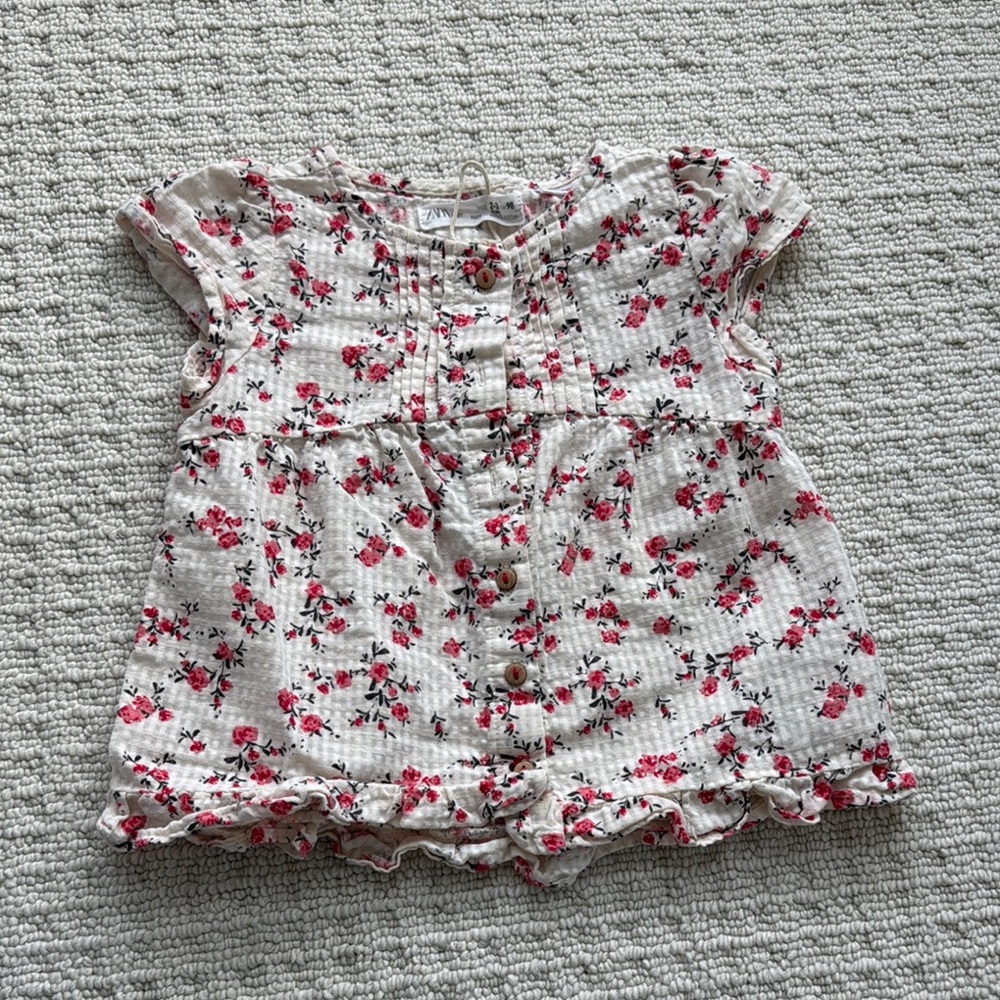 Floral Kids Top - Pink and White